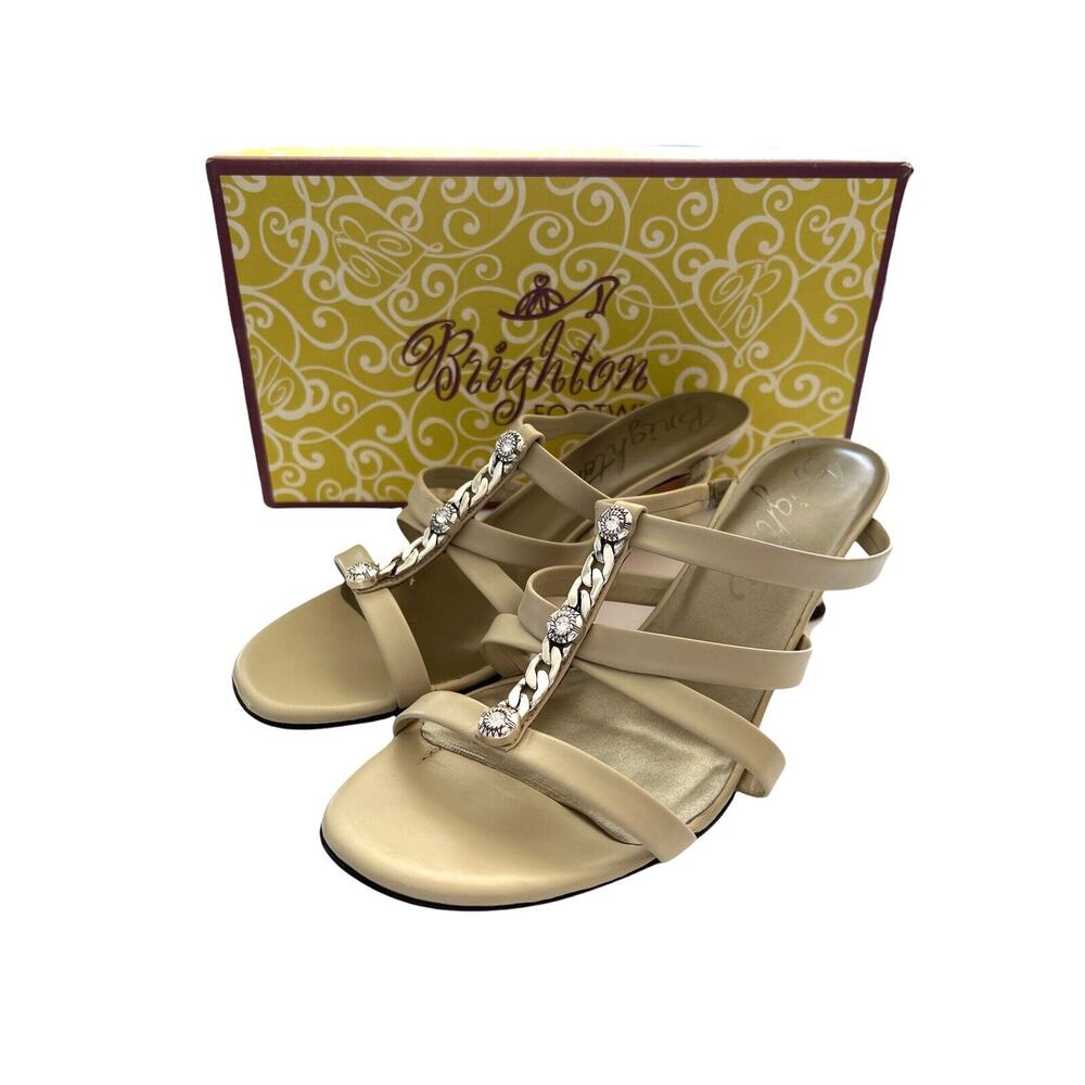 10 M Brighton Tesoro Swarovski Crystal Strappy Sandal Biscotti